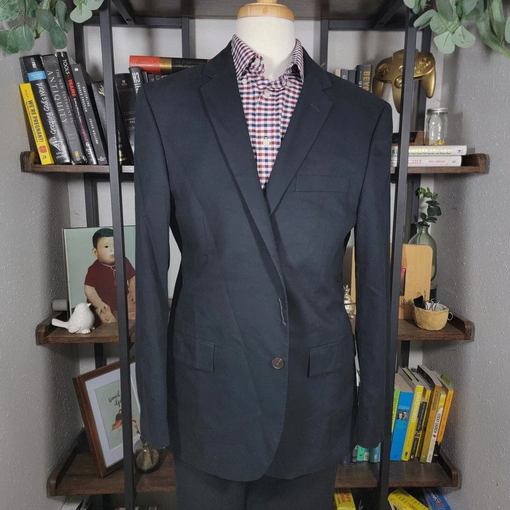 J.Crew THOMPSON Men's Sport Coat Blazer Two Button Black cotton Size 46R NEW‎